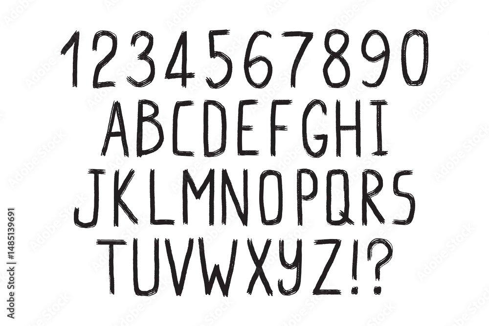 black alphabet hand drawn on a white background. Edgy grunge rough abc alphabet black alphabet hand drawn on a white background. Edgy grunge rough abc alphabet