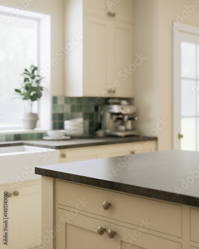 Explore the essence of modern kitchen design featuring sleek appliances and elegant green tiles
