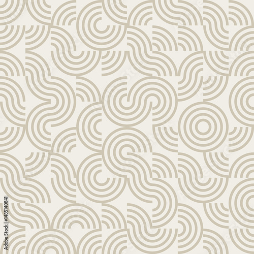 Monochrome technology background, neutral earthy colors, abstract geometric bg with random placed design elements, seamless vector pattern intricate chaotic connected shapes grid