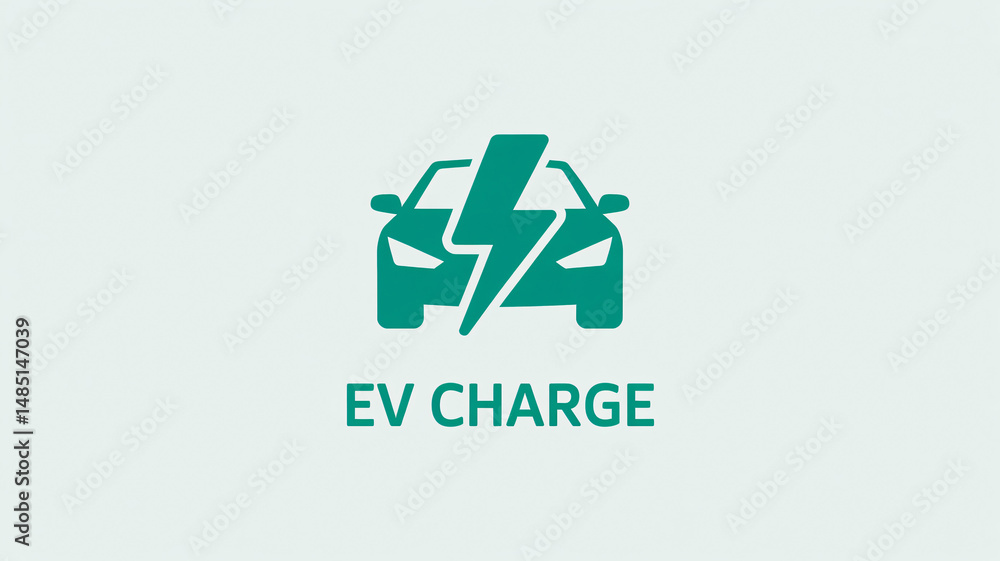 Symbols for electrical charge and eco-friendly car transportation pictograms represented together