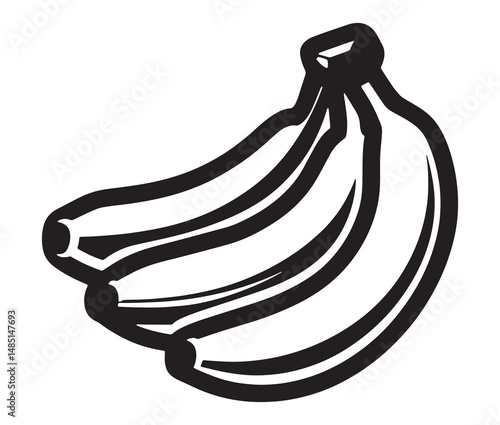 Minimalist black and white banana art. Simple banana vector silhouette. 