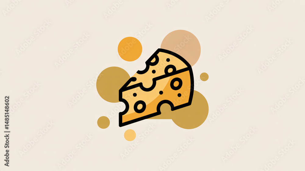 The collection includes modern illustrations of various cheeses including blue cheese in the form of