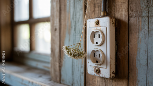 Obraz na płótnie The electrical outlet in a cottage on a remote farm w salonie