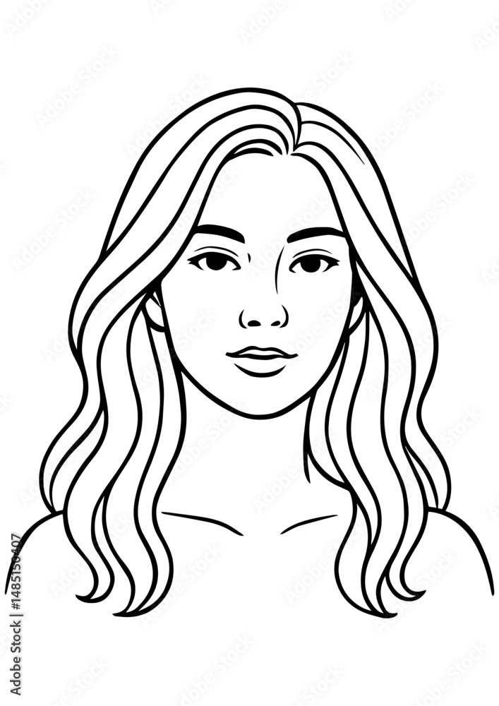 Black and white vector portrait of a woman with light curly hair, ideal for engraving, laser engraving, prints, logos, beauty, and creative projects Black and white vector portrait of a woman with light curly hair, ideal for engraving, laser engraving, prints, logos, beauty, and creative projects