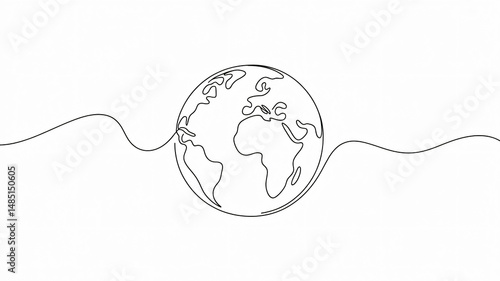 Obraz na płótnie Thin line illustration of planet Earth in a continuous one-line design w salonie
