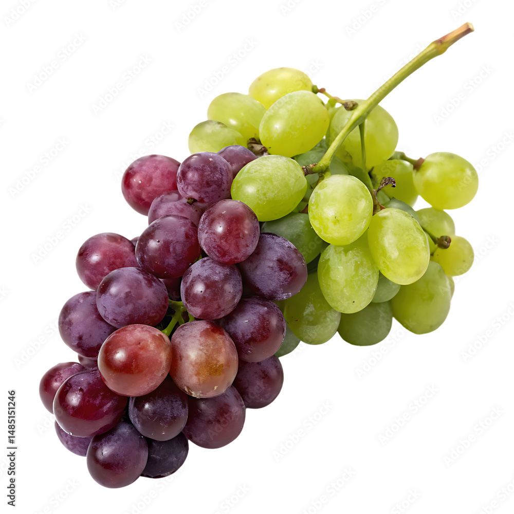 Fototapeta premium Cluster of grapes isolated on a transparent background