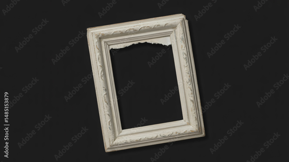 Torn edge photo paper frame isolated on black
