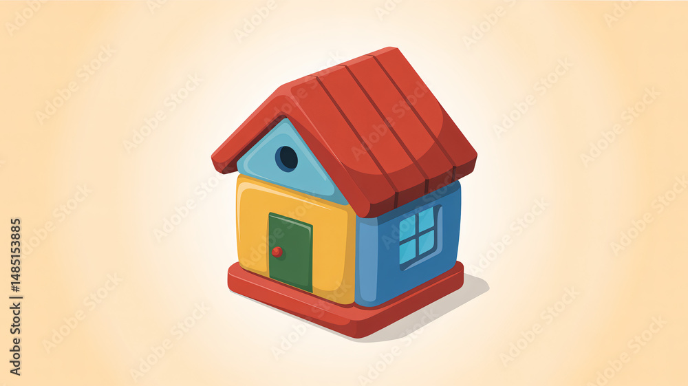 Toy House Icon Toy house illustration children s toy symbol Stackable toy block house