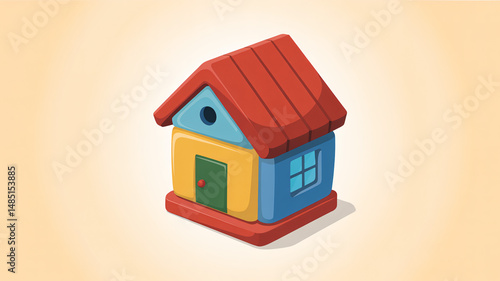 Obraz na płótnie Toy House Icon Toy house illustration children s toy symbol Stackable toy block house w salonie