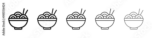 Noodles icons in black stroke designs on white background
