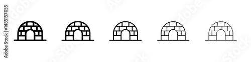 Igloo icons in black stroke designs on white background