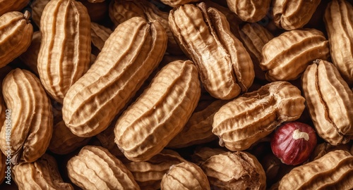 Peanuts as food background. Top view flat lay