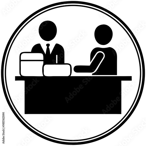 Business consultation icon for finance services, legal advising visuals, HR departments and client support platforms

