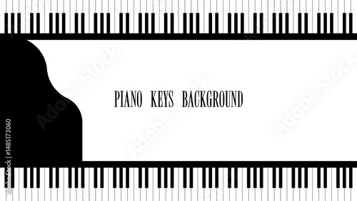 Piano keys contrasting monochrome backdrop. Decorative horizontal music banner. Minimalistic black and white vector