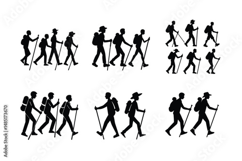 Clean Vector Hiking Silhouette Hiking Journey