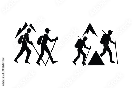 Clean Vector Hiking Silhouette Hiking Expedition