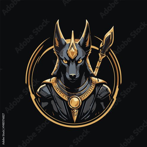 logo mascot of Egyptian god Anubis vector