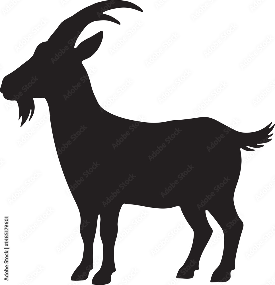 Fototapeta premium Goat silhouette vector on white background