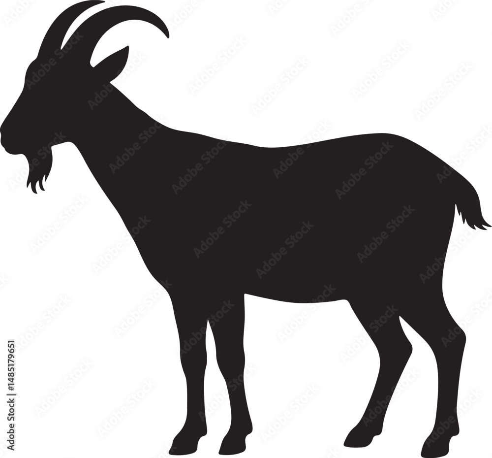 Fototapeta premium Goat silhouette vector on white background