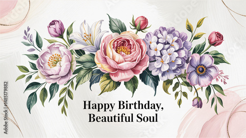 Obraz na płótnie Watercolor illustration featuring five elegant flowers with a white background for a realistic yet a w salonie