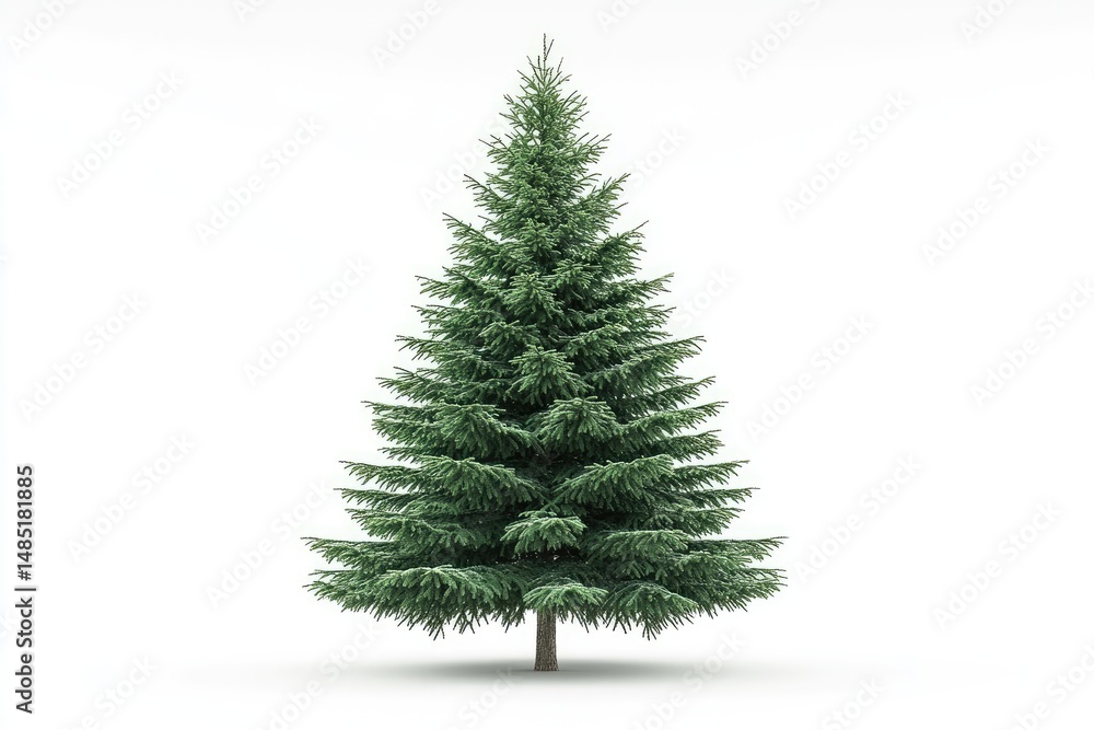Fototapeta premium Full Christmas tree, isolated on white background