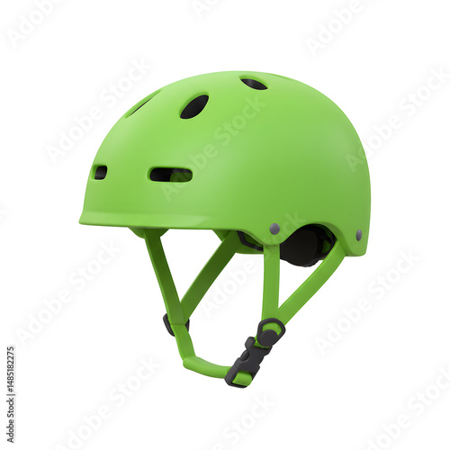 Lime green safety helmet for kids on transparent background