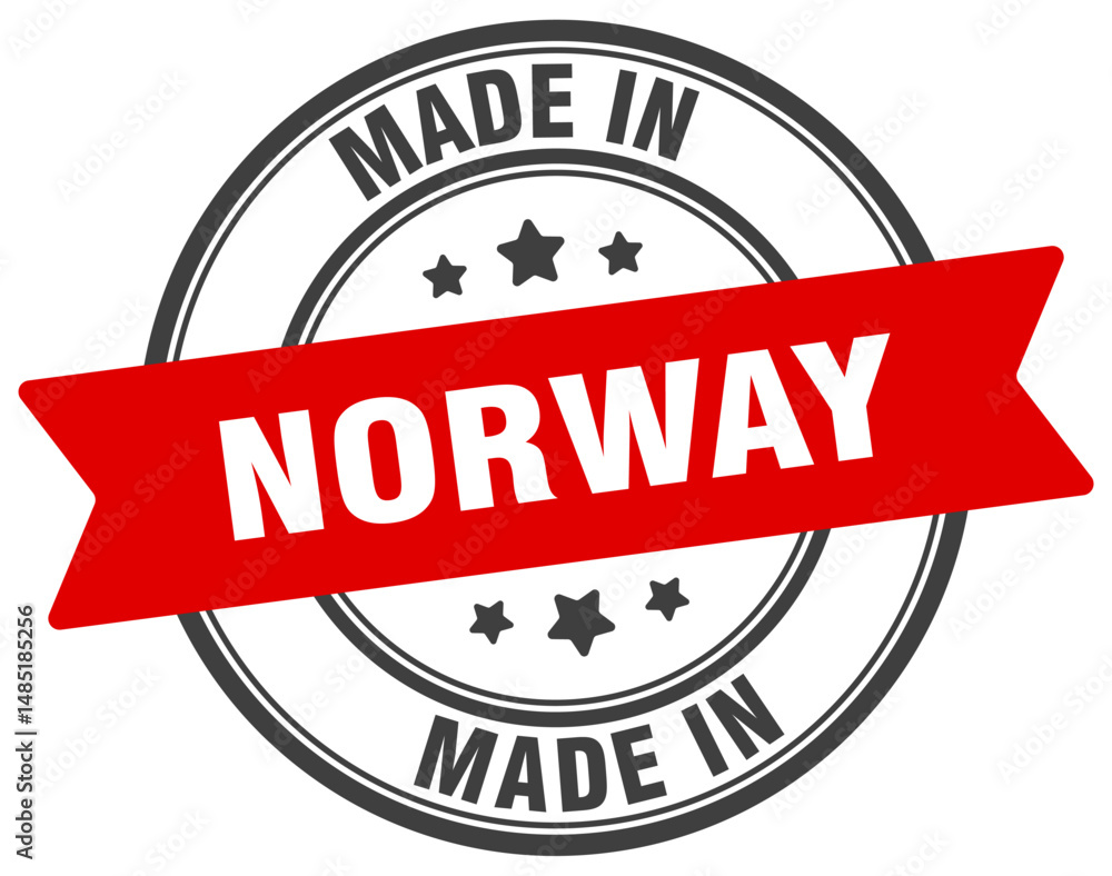 Fototapeta premium Made in Norway round sign. Made in Norway stamp.