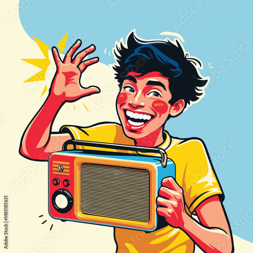 National Radio Day flat vector collection with radios, sound waves, radio towers, microphones, and people listening – all in bold solid color design.