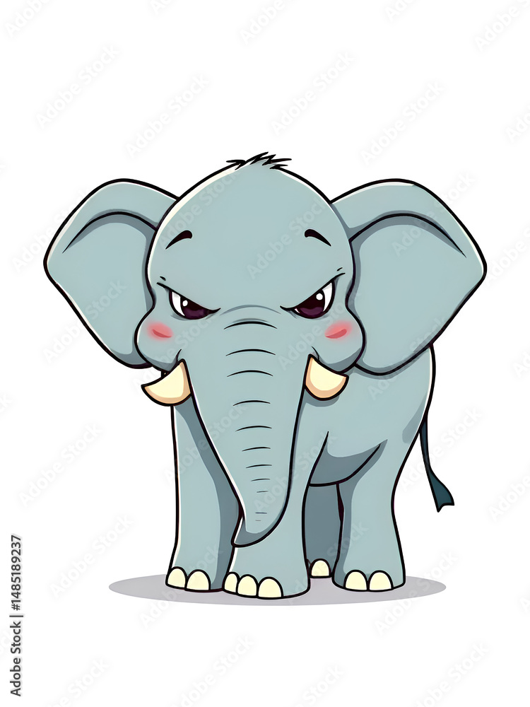 Naklejka premium Cartoon styled angry elephant baby illustration isolated on white