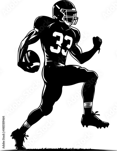Silhouette of a determined American football player in a dynamic pose