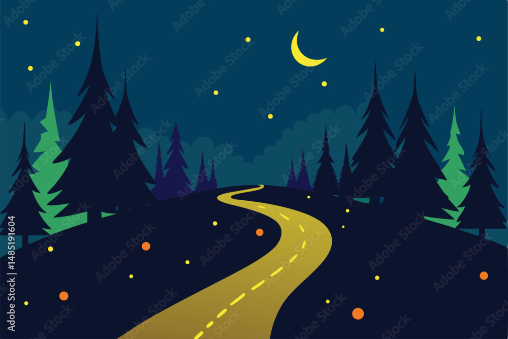 Naklejka premium christmas night landscape with snow