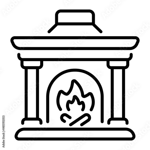 An outline style icon of fireplace