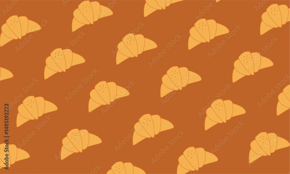 Obraz premium bakery theme pattern background. doodle croissant pattern For background, fabric, wallpaper, print, wrapping paper and other purpose. 