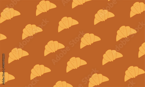bakery theme pattern background. doodle croissant pattern  For background, fabric, wallpaper, print, wrapping paper and other purpose. 