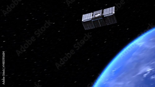 Futuristic space station orbitting earth in a beautiful night sky