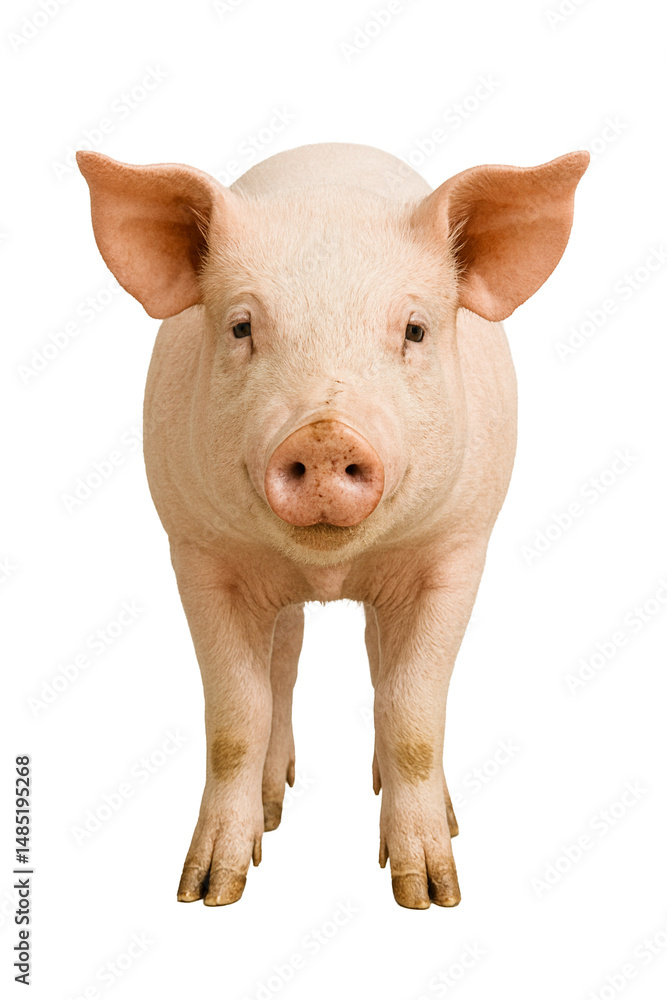 Fototapeta premium Front view of a pink pig