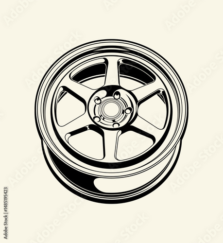 car wheel rim vector silhouette, icon, logo, monochrome, color in black and transparent for conceptual design. Vector alloy wheel. Single silhouette auto parts icon from the big car set - stock vector