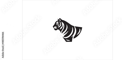 tiger   silhouette with a simple, understated design set against a white background