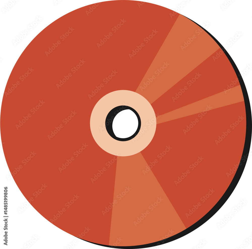 Red Compact Disc, Digital Data Storage Media, Retro Technology Icon Red Compact Disc, Digital Data Storage Media, Retro Technology Icon
