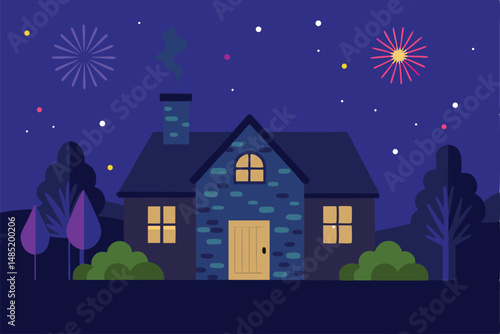 house in the night vector