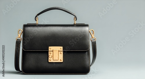Stylish Black Handbag With Gold Accents Showcasing Modern Design and Elegance