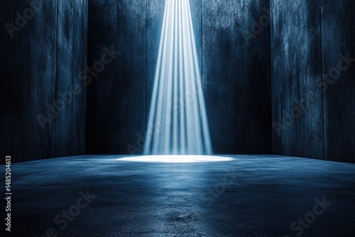 Grungy room illuminated by a single spotlight