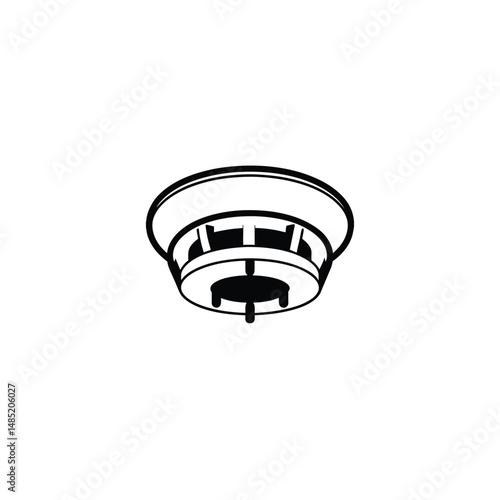 Ceiling smoke detector silhouette on white background