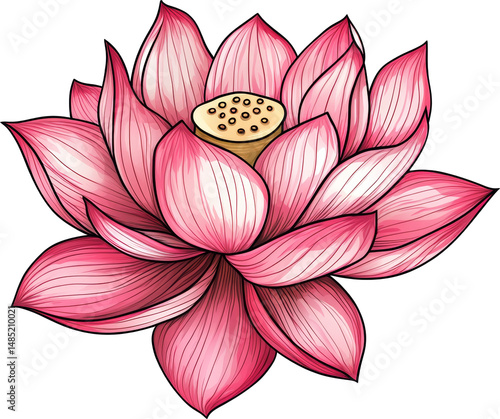 pink lotus flower watercolor illustration art 