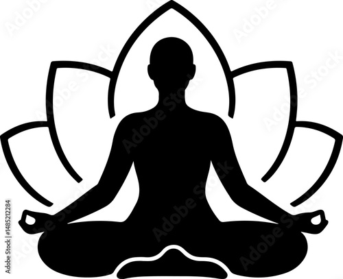 Silhouette of a Meditating Person in a Classic Lotus Pose