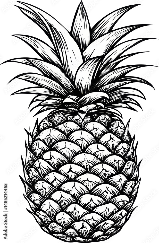Obraz premium pineapple sketch line art illustration 