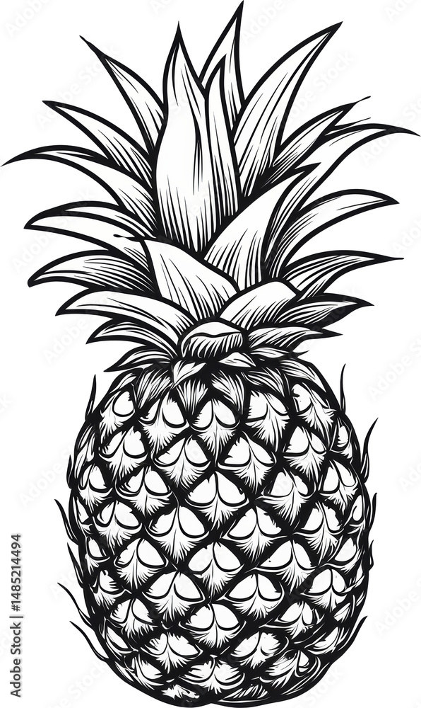 Obraz premium pineapple sketch line art illustration 
