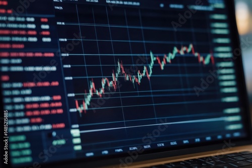 Wallpaper Mural Financial trading chart displaying stock market trends on a laptop screen with data analysis in a modern workspace Torontodigital.ca