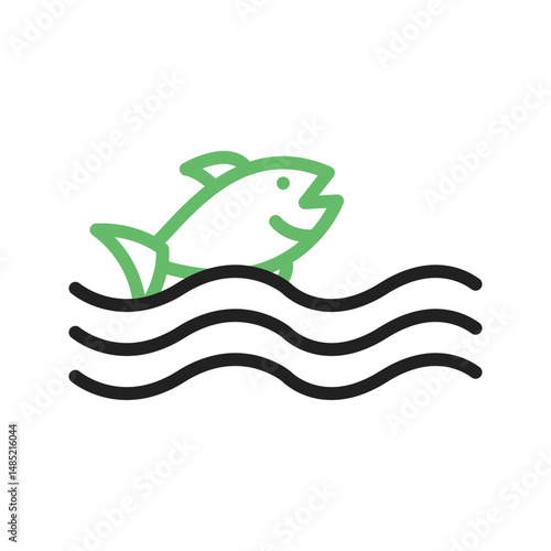 Fish Swimming in Water icon vector image. Suitable for mobile apps, web apps and print media.