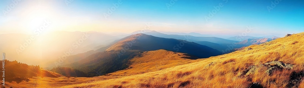 Obraz premium Stunning panoramic view showcasing the Carpathian mountains.